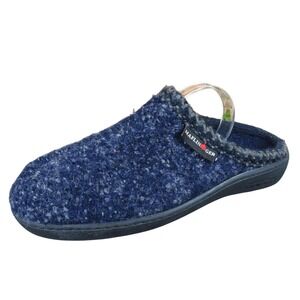 Haflinger AT Classic Women Slipper Size 38 Indoor Outdoor Comfort Navy Blue Wool